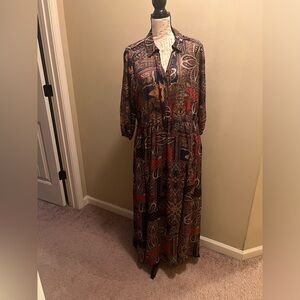Ladies multicolored fall maxi dress